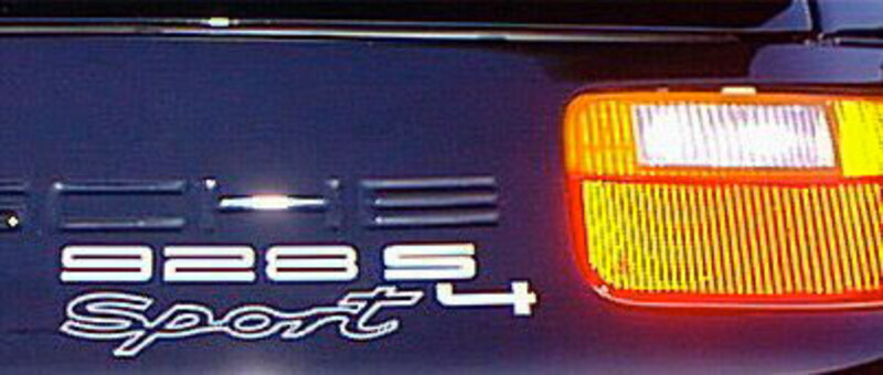 Porsche 928 S4 Sport decal, white on black